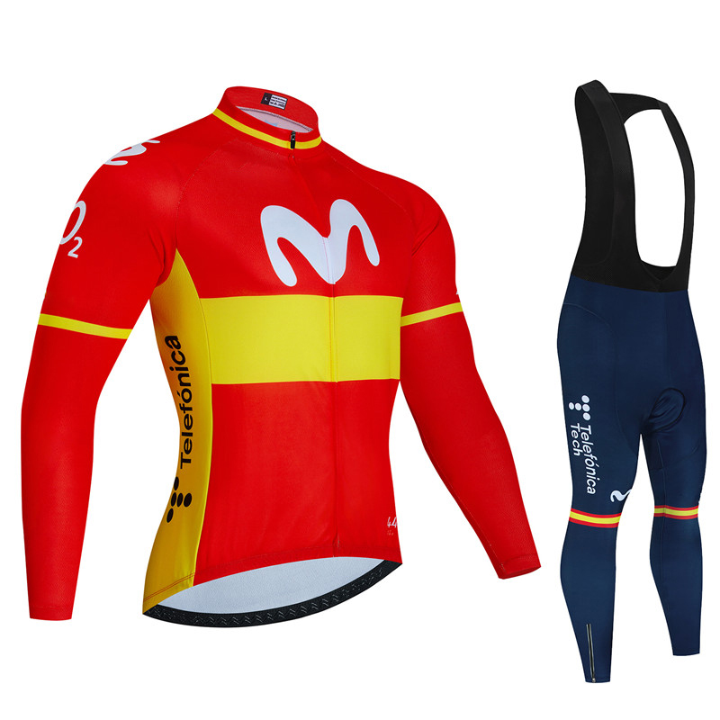 Cycling Community - Испания Movistar осенний комплект велосипедного трикотажа